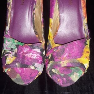 Madden Girl Floral Peep Toe Platform Heels